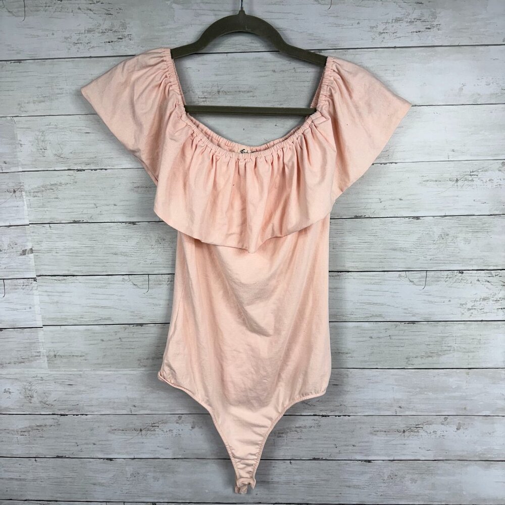 Intimately FP Light Pink Ruffle Off-Shoulder Bodysuit